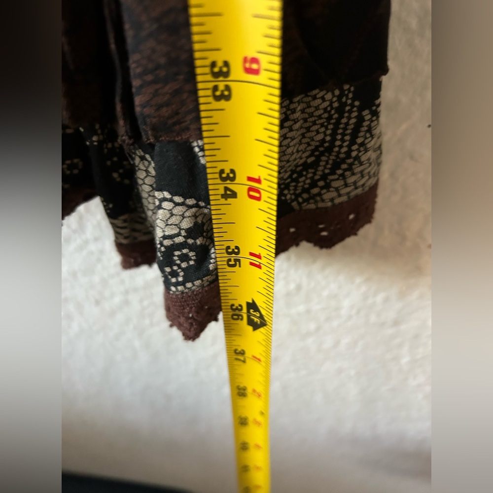 DESIGUAL Ladies Long Sleeve Scoop Neck A-line Brown TISDALE Dress XS Artsy Boho - Picture 10 of 16